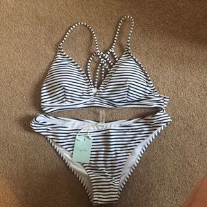Cupshe Navy White Large Swim Suit